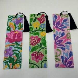 Colorful Floral Diamond Art Bookmarks with Tassels